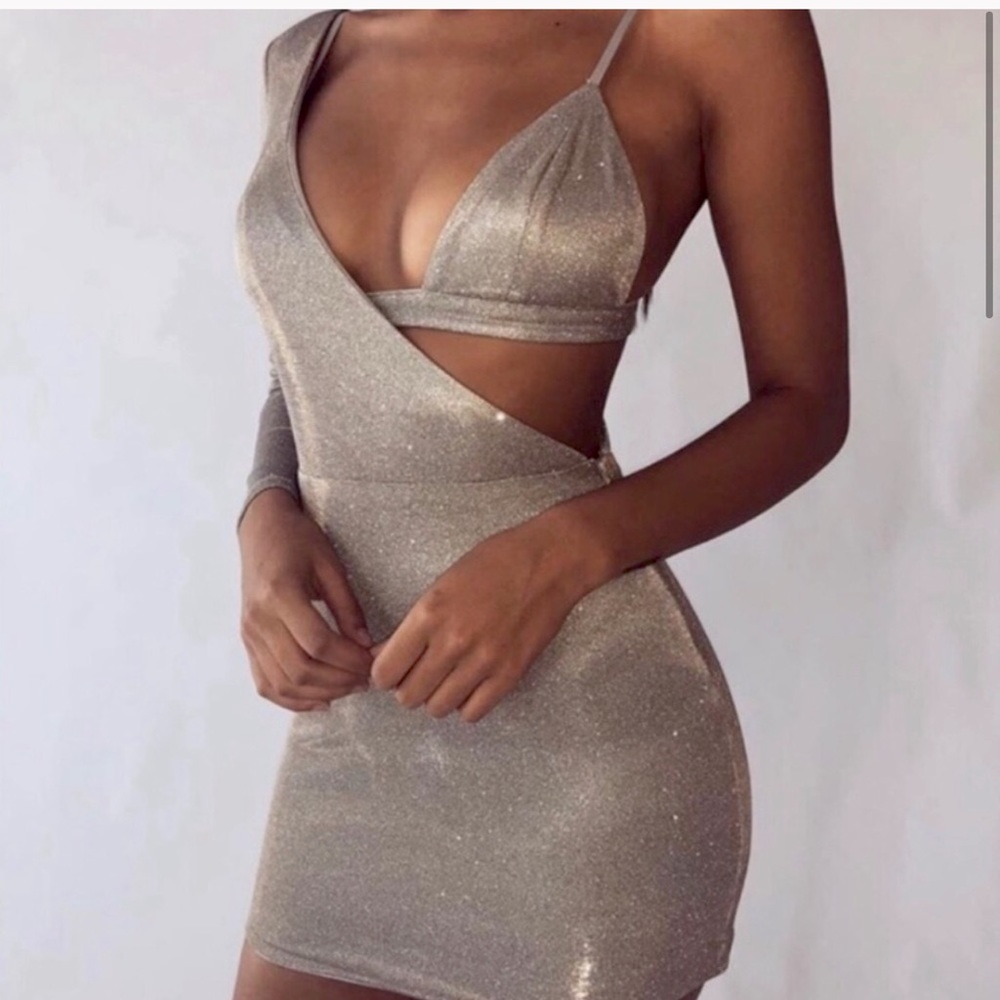 Lilliana Shimmer Asymmetric dress with bralet